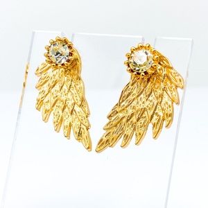 Gold Wing Stud Earrings Behind Lobe Punk Unisex